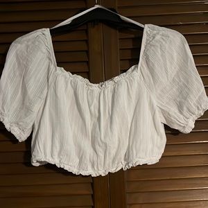 Off the Shoulder White Blouse Crop Top